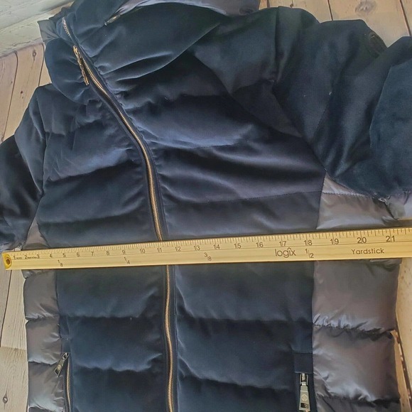 Adhoc Traveller Puffer Hooded Full Zip Jacket Large Navy Blue Pockets Soft - Picture 5 of 16